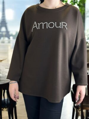 Άνετη μπλούζα σε baby φούτερ ύφασμα