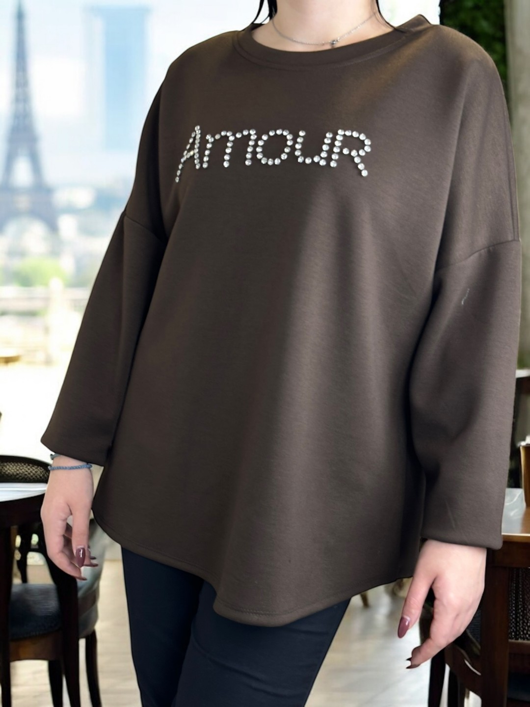 Άνετη μπλούζα σε baby φούτερ ύφασμα Άνετη μπλούζα σε baby φούτερ ύφασμα