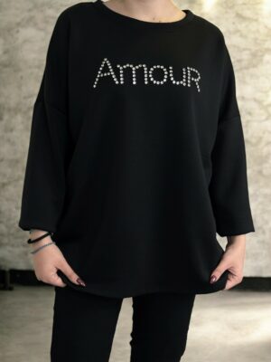 Άνετη μπλούζα σε baby φούτερ ύφασμα<br/><small class="dmm_sku">Κωδικός προϊόντος: 8256-μαυρο</small>