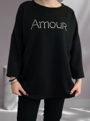 Άνετη μπλούζα σε baby φούτερ ύφασμα<br/><small class="dmm_sku">Κωδικός προϊόντος: 8256-μαυρο</small>