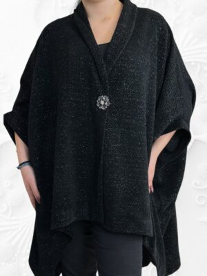 Fashion κάπα με λαμπερή καρφίτσα και χρυσή κλωστή