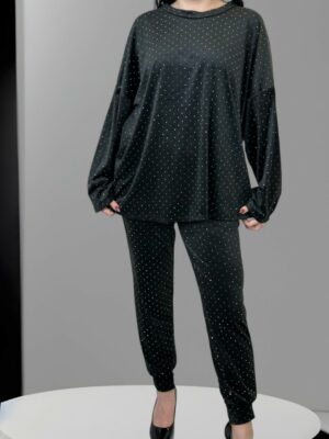 Βελούδινο σετ με εντυπωσιακά στρας<br/><small class="dmm_sku">Κωδικός προϊόντος: 8263-μαυρο</small>