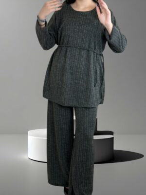 Απαλό  σετ με stylish λεπτή ζώνη<br/><small class="dmm_sku">Κωδικός προϊόντος: 8280-γκρι</small>