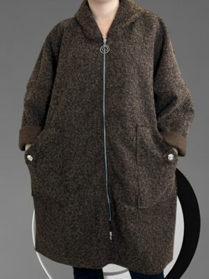 Παλτοζακέτα με απαλή υφή και λουλουδάτη λεπτομέρεια<br/><small class="dmm_sku">Κωδικός προϊόντος: 8290-καφε</small>