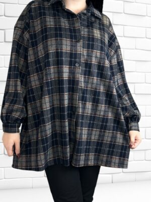 Πουκάμισο pied de poule με γιακά και κουμπιά<br/><small class="dmm_sku">Κωδικός προϊόντος: 8314-μπλε</small>