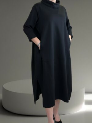 Φόρεμα με Μισό Ζιβάγκο – Κομψό και Θηλυκό<br/><small class="dmm_sku">Κωδικός προϊόντος: 8322-μαυρο</small>