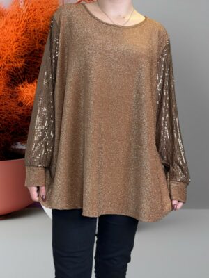 Μπλούζα Λούρεξ με Λαμπερές Παγέτες στα Μανίκια