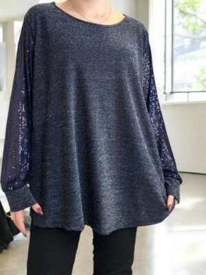 Μπλούζα Λούρεξ με Λαμπερές Παγέτες στα Μανίκια