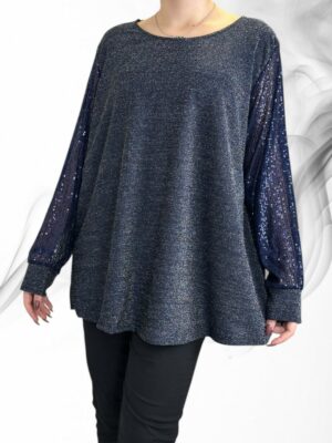 Μπλούζα Λούρεξ με Λαμπερές Παγέτες στα Μανίκια