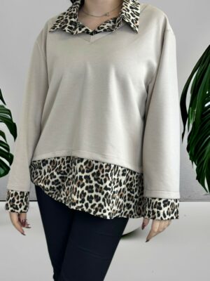 Πουκαμισόμπλουζα με λεοπάρ στοιχεία