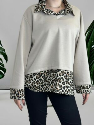 Πουκαμισόμπλουζα με λεοπάρ στοιχεία