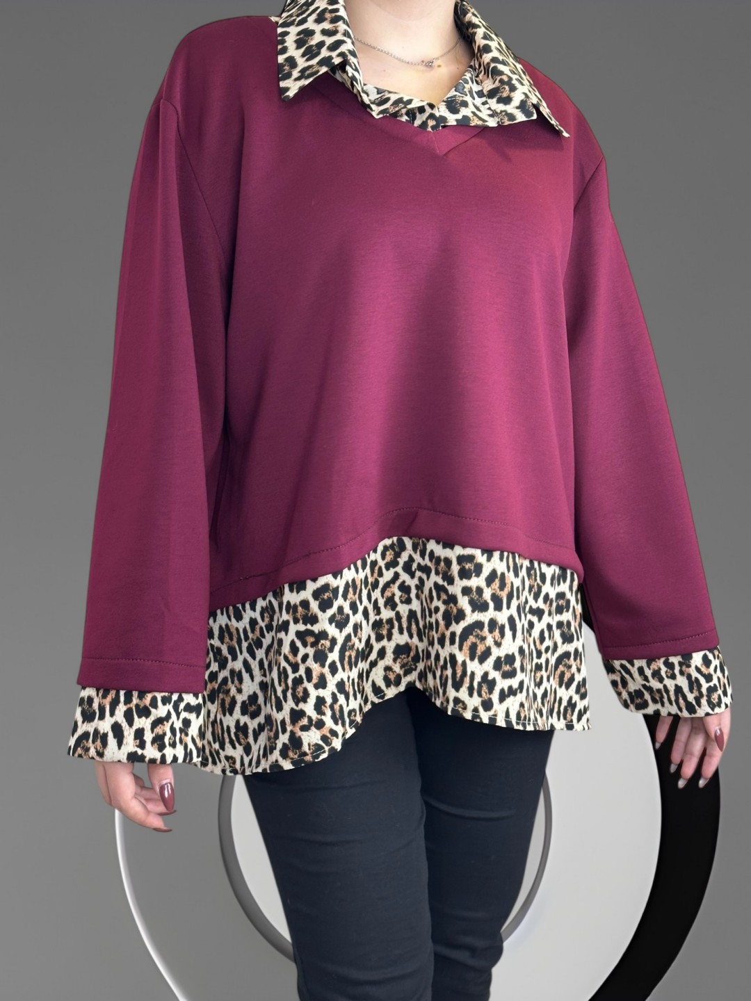 Πουκαμισόμπλουζα με λεοπάρ στοιχεία Πουκαμισόμπλουζα με λεοπάρ στοιχεία