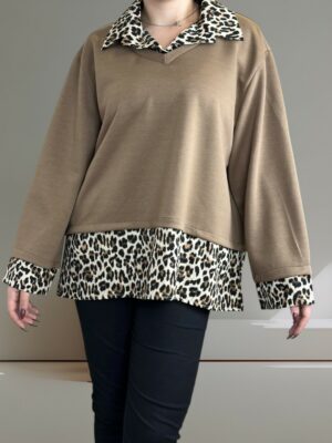 Πουκαμισόμπλουζα με λεοπάρ στοιχεία