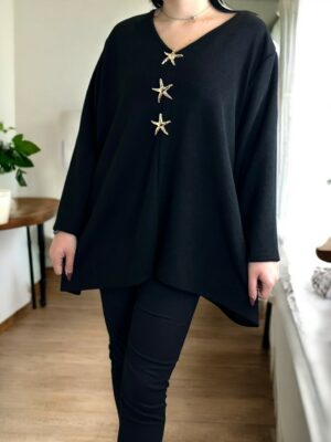 Κομψή μπλούζα με τρεις καρφίτσες αστέρια