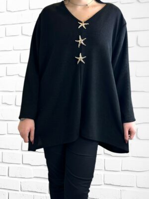 Κομψή μπλούζα με τρεις καρφίτσες αστέρια