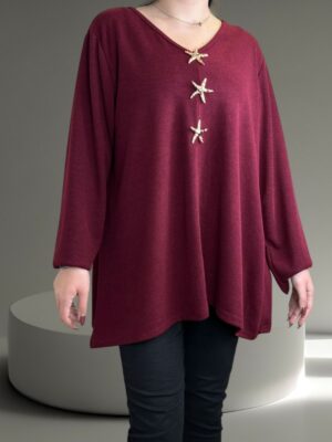 Κομψή μπλούζα με τρεις καρφίτσες αστέρια