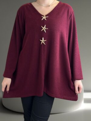 Κομψή μπλούζα με τρεις καρφίτσες αστέρια