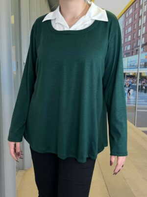 Μπλούζα πουκάμισο με άσπρο γιακά για elegant look