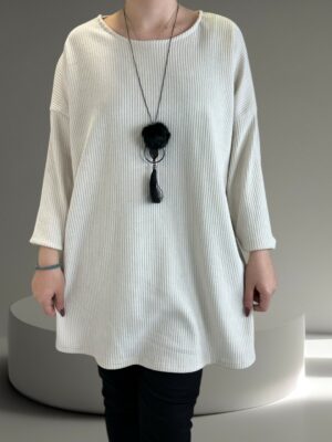 Κομψό κοτλέ μπλουζοφόρεμα με κολιέ