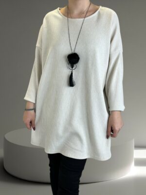 Κομψό κοτλέ μπλουζοφόρεμα με κολιέ