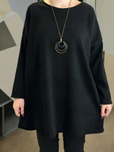 Κομψό κοτλέ μπλουζοφόρεμα με κολιέ