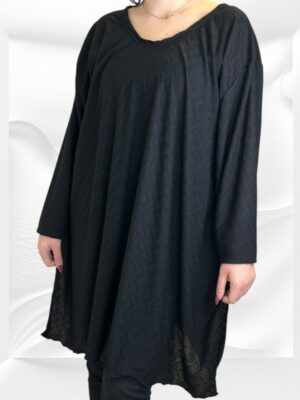 Μαύρο μπλουζοφόρεμα με ανάγλυφη υφή