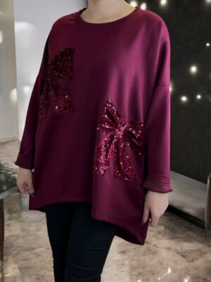 Μπλούζα φούτερ με παγιετένια λεπτομέρεια