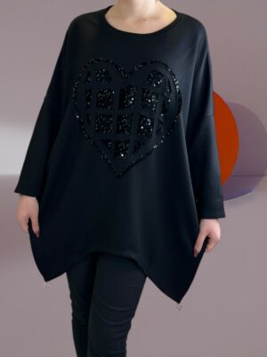 Μπλούζα με παγιετένιο σχέδιο μπροστά