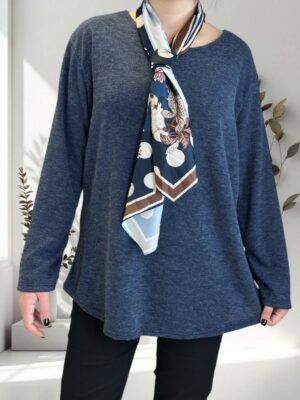 Μπλούζα με λαιμόκοψη και φουλάρι