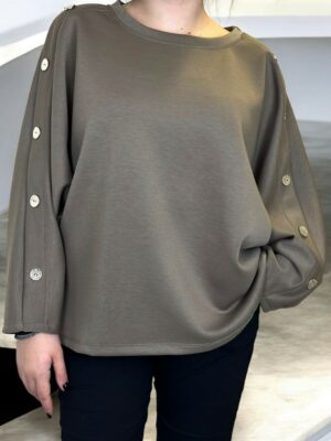 Μπλούζα με διακοσμητικά κουμπιά στα μανίκια