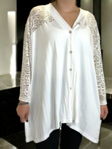 Ζακέτα–πουκάμισο με δαντέλα και κομψή εφαρμογή