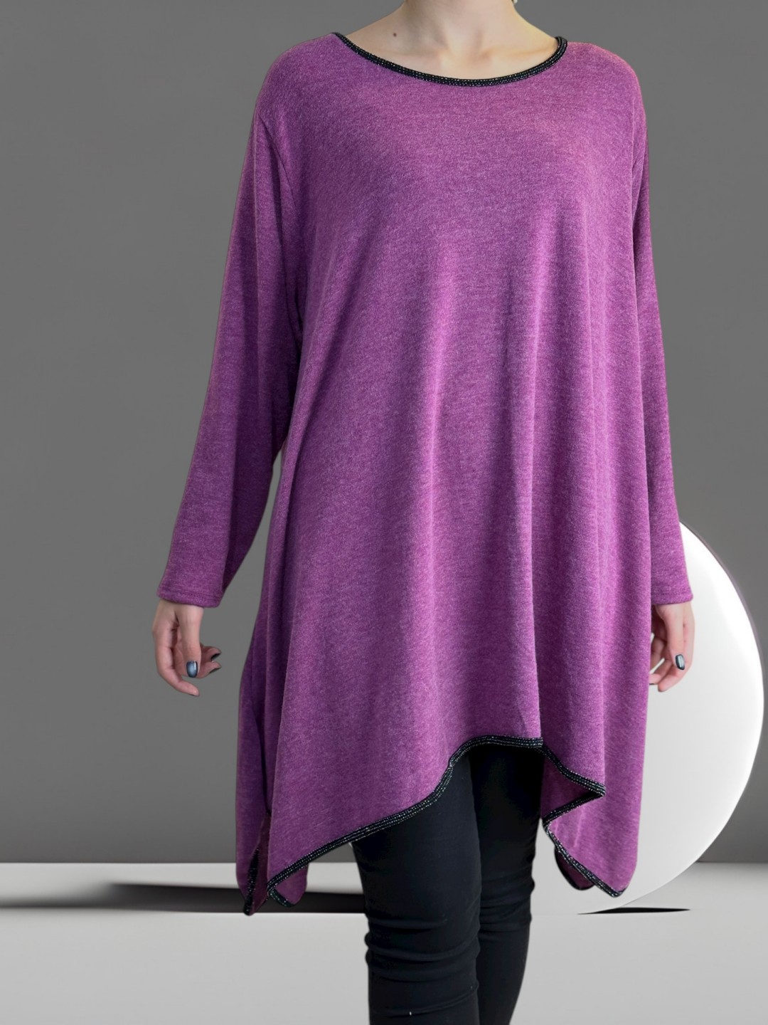 Κομψό μπλουζοφόρεμα με διακριτικές λούρεξ πινελιές Κομψό μπλουζοφόρεμα με διακριτικές λούρεξ πινελιές