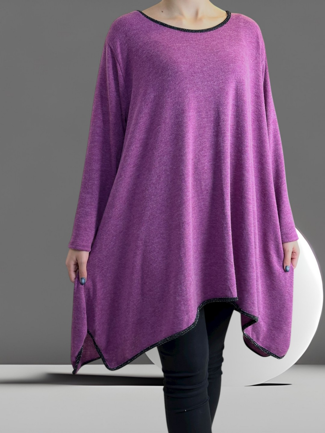 Κομψό μπλουζοφόρεμα με διακριτικές λούρεξ πινελιές Κομψό μπλουζοφόρεμα με διακριτικές λούρεξ πινελιές