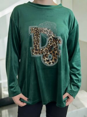 Μπλούζα με γράμματα από βελούδινη