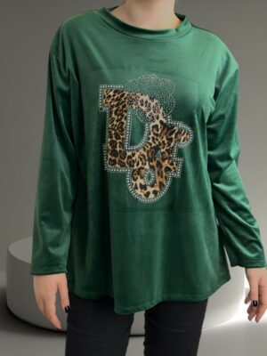 Μπλούζα με γράμματα από βελούδινη