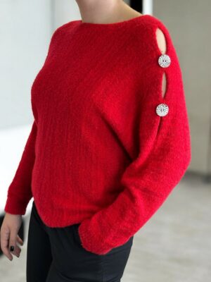 Πουλόβερ μακρύ με ανοίγματα<br/><small class="dmm_sku">Κωδικός προϊόντος: 8385-κοκκινο</small>