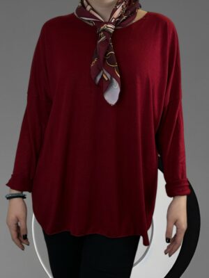 Μπλούζα με λεπτομέρεια αλυσιδα με φουλάρι<br/><small class="dmm_sku">Κωδικός προϊόντος: 8391-μπορντο</small>