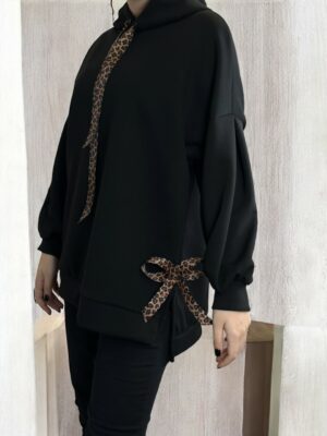 Μπλούζα φούτερ με λεοπάρ λεπτομέρειες