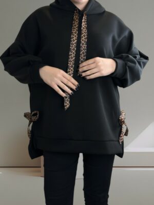 Μπλούζα φούτερ με λεοπάρ λεπτομέρειες