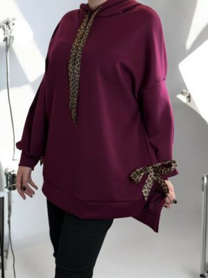 Μπλούζα φούτερ με λεοπάρ λεπτομέρειες