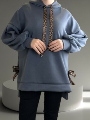 Μπλούζα φούτερ με λεοπάρ λεπτομέρειες