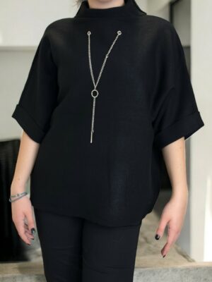 Πλεκτό Πουλόβερ με Κολιέ Ready to Wear<br/><small class="dmm_sku">Κωδικός προϊόντος: 8395-μαυρο</small>