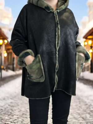 Παλτό-ζακέτα με γούνα εσωτερικά<br/><small class="dmm_sku">Κωδικός προϊόντος: 8404-πρασινο</small>