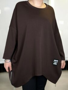 Casual μπλουζοφόρεμα με διακοσμητικά φερμουάρ