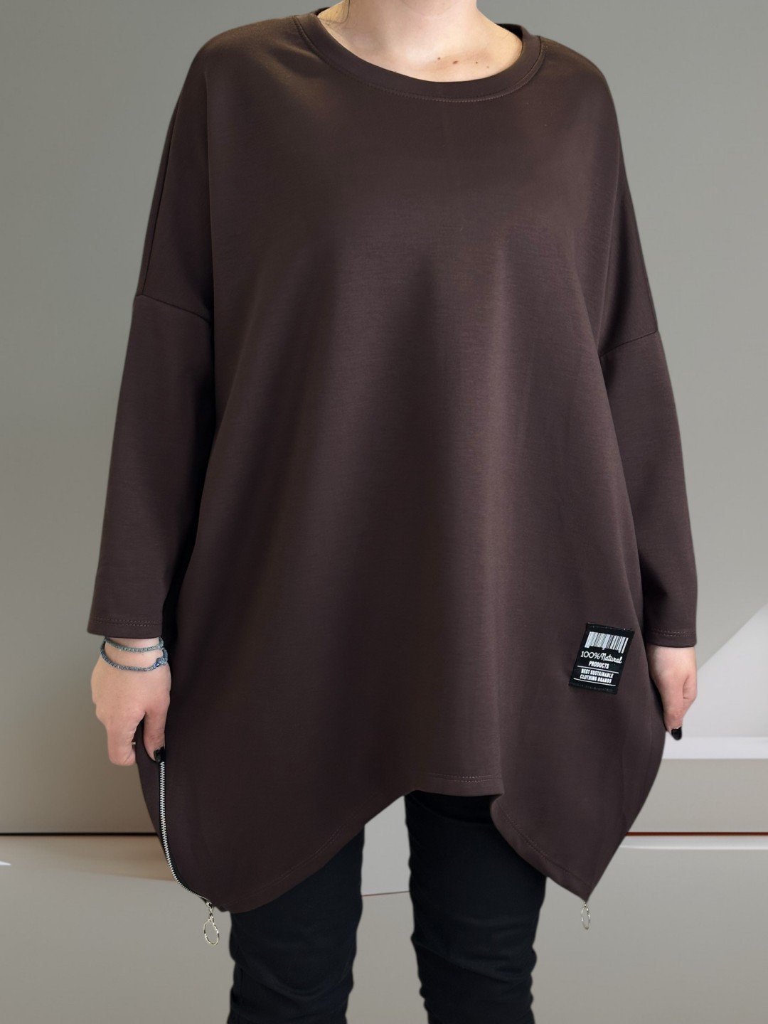 Casual μπλουζοφόρεμα με διακοσμητικά φερμουάρ Casual μπλουζοφόρεμα με διακοσμητικά φερμουάρ