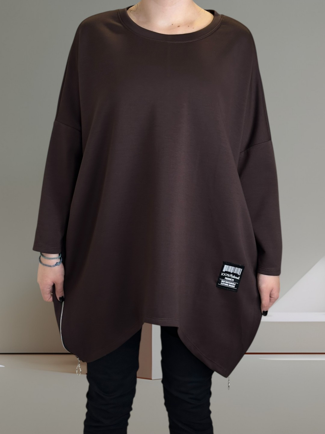 Casual μπλουζοφόρεμα με διακοσμητικά φερμουάρ Casual μπλουζοφόρεμα με διακοσμητικά φερμουάρ