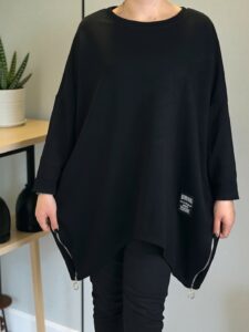 Casual μπλουζοφόρεμα με διακοσμητικά φερμουάρ