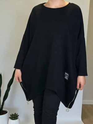 Casual μπλουζοφόρεμα με διακοσμητικά φερμουάρ