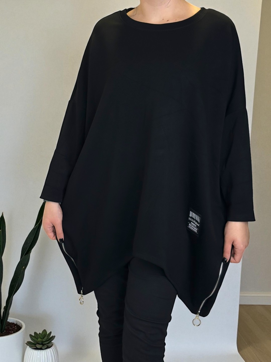 Casual μπλουζοφόρεμα με διακοσμητικά φερμουάρ Casual μπλουζοφόρεμα με διακοσμητικά φερμουάρ