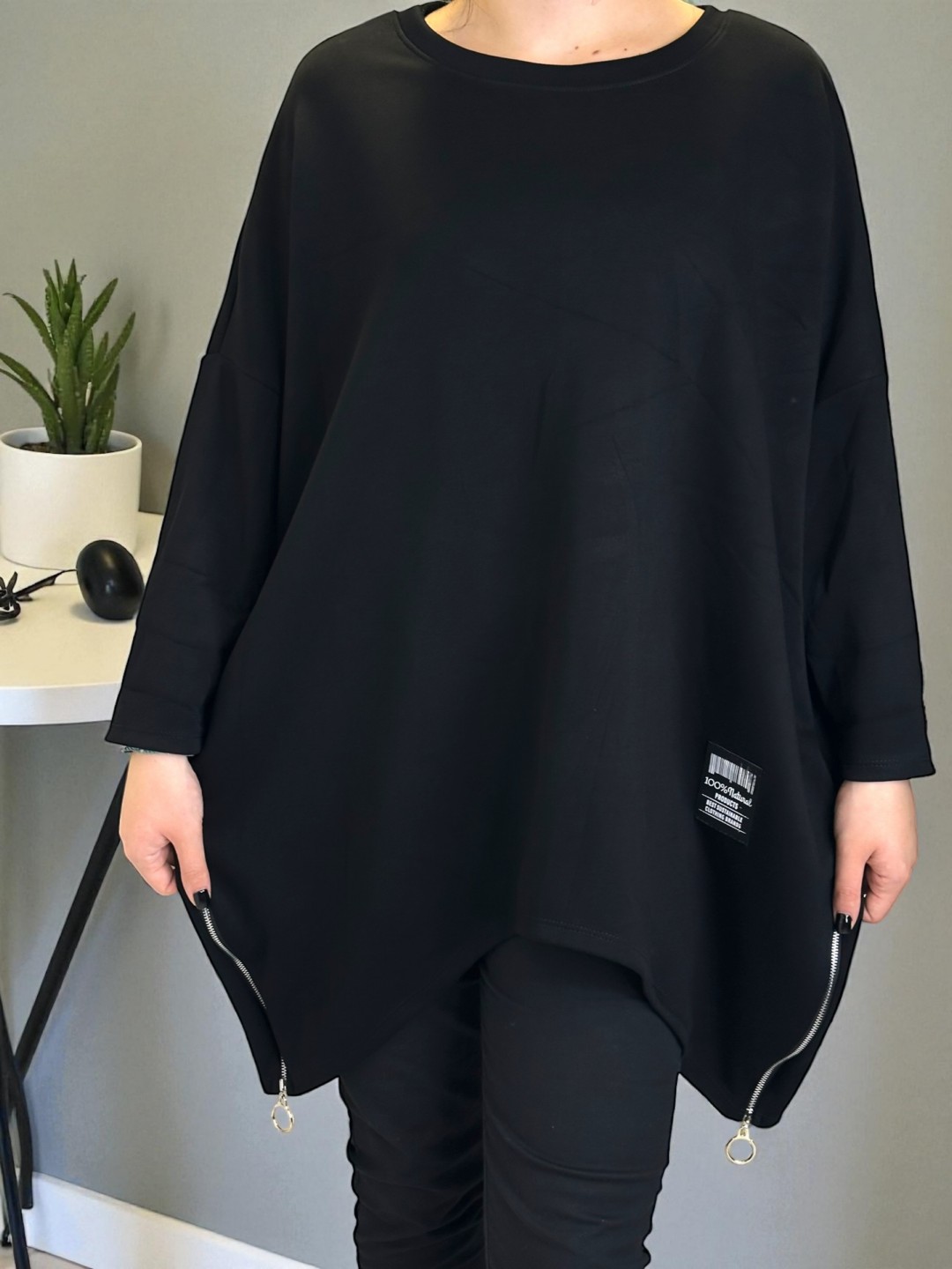 Casual μπλουζοφόρεμα με διακοσμητικά φερμουάρ Casual μπλουζοφόρεμα με διακοσμητικά φερμουάρ